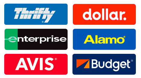 collage of six rental car brand logos