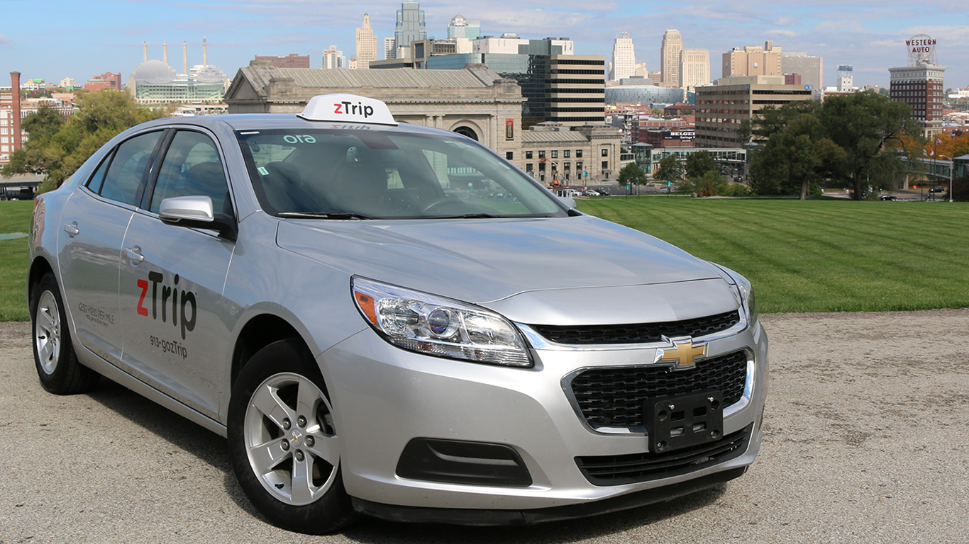 zTrip taxi car with KC skyline in background