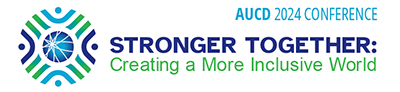 AUCD 2024 Conference logo and theme Stronger Together: Creating a More Inclusive World